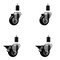 Service Caster 3'' Black Poly Wheel Swivel 1-1/2'' Expanding Stem Caster Set 2 Brakes, 4PK SCC-EX20S314-PPUB-BLK-2-PLB-2-112 - alternate 1
